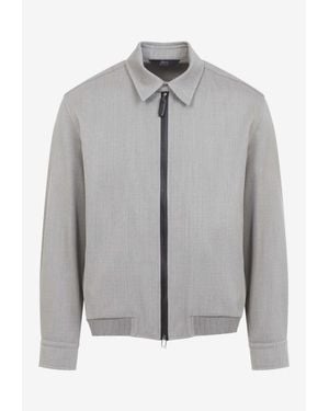 Brioni Zip-Up Blouson Jacket - Gray