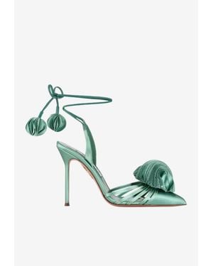Aquazzura Wild Bloom 105 Satin Pumps - Green