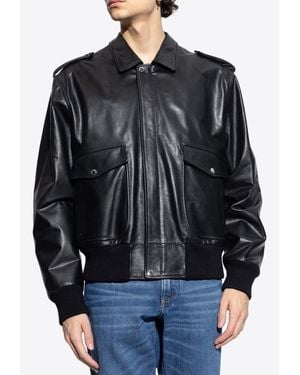 Dolce & Gabbana Logo Leather Jacket - Black
