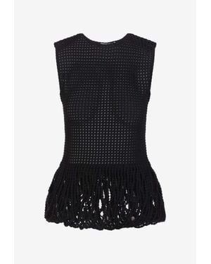 Alaïa Perforated Peplum Top - Black