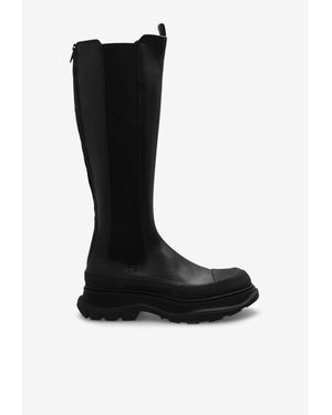 McQueen Tread Over-The-Knee Boots Leather Boots - Black