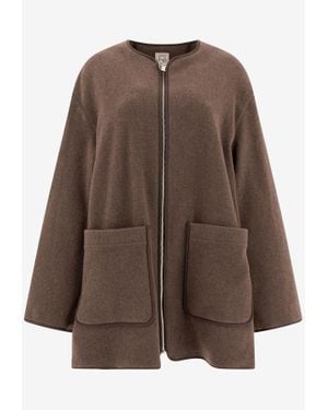 TOTEME Zip-Up Wool Jacket - Brown