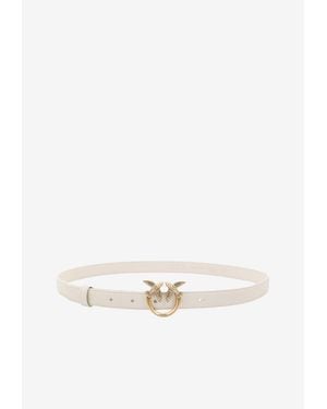 Pinko Love Birds Leather Belt - White