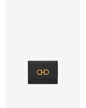 Ferragamo Gancini Tri-Fold Leather Wallet - White