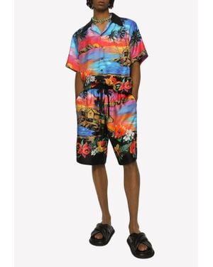 Dolce & Gabbana Hawaiian Print Silk Shorts - Multicolour