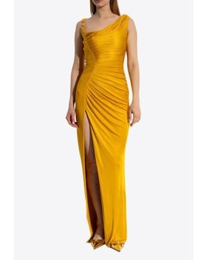 Versace Medusa '95 Draped Maxi Dress - Yellow