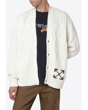 Off-White c/o Virgil Abloh Intarsia Knit Arrow Wool Cardigan - White