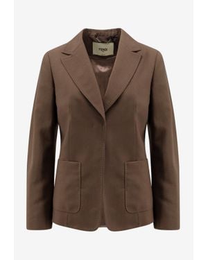 Fendi Single-Breasted Wool Blazer - Brown