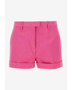 Etro Paisley Jacquard Mini Shorts - Pink