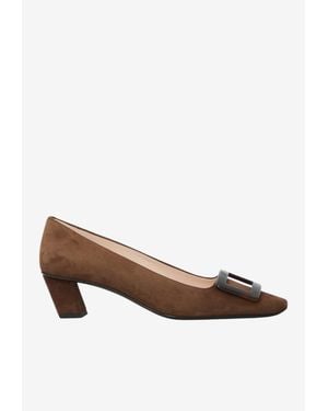 Roger Vivier Belle Vivier 45 Suede Pumps - Brown