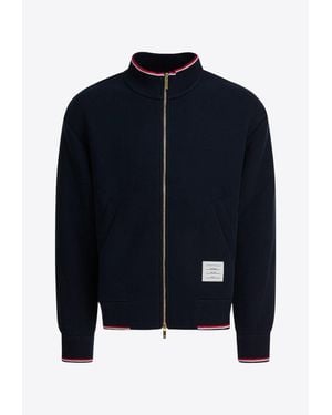 Thom Browne Name Tag Patch Zip-Up Jacket - Blue