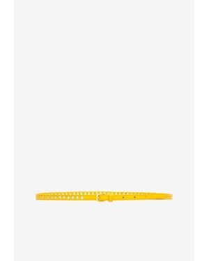 Prada Skinny Eyelet Leather Belt - Yellow