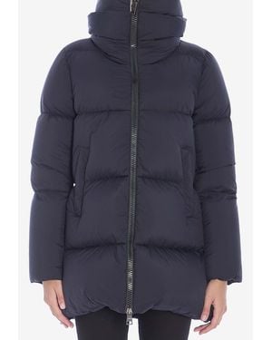 Herno High-Collar Nylon Down Jacket - Blue