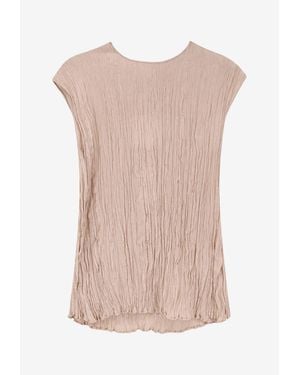 Alysi Wrinkled Crewneck Top - Pink