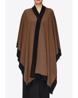 Ferragamo Logo-Plaque Wool Cape - Brown