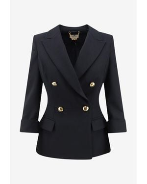Elisabetta Franchi Double-Breasted Blazer With Logo Cufflinks - Black