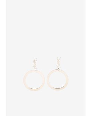 Saint Laurent Cassandre Creole Golden Brass Hoops - White