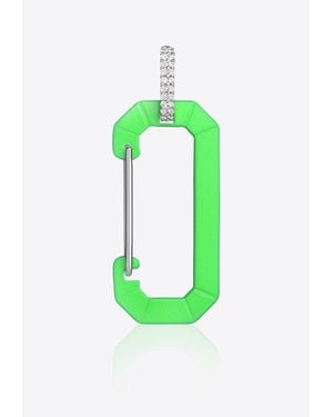 Eera Special Order - Big Fluo Chiara 18k Gold Single Earring With Diamonds - Green
