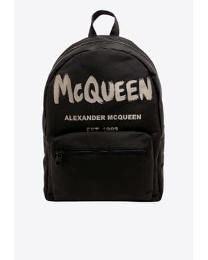 McQueen Graffiti Logo Metropolitan Backpack - Black
