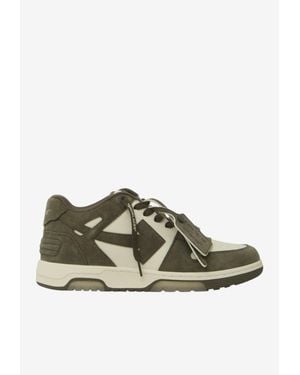 Off-White c/o Virgil Abloh Out Of Office Nubuck And Suede Sneakers - Green