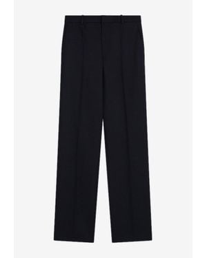 Saint Laurent Wool Straight-Leg Trousers - Blue