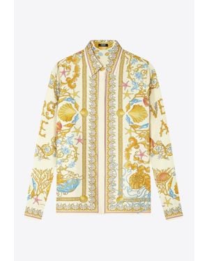 Versace Underwater Barocco Print Silk Shirt - Metallic