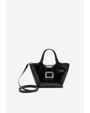 Roger Vivier Mini Viv' Choc Leather Tote Bag - Black