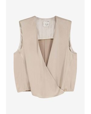 Alysi Criss Over V-Neck Top - Natural