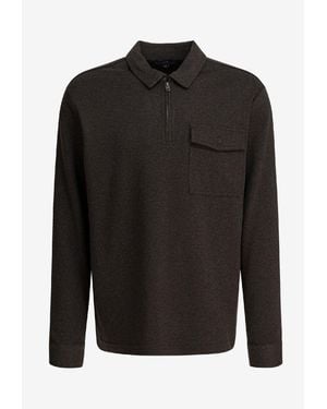 Vince Logo Embroidered Polo T-Shirt - Black