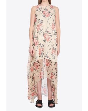 Loewe Peony Print Silk Maxi Dress - Multicolor