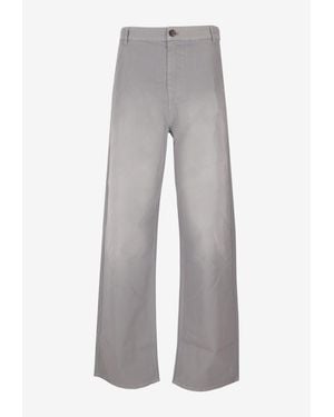 Miu Miu Twill Wide-Leg Pants - Gray