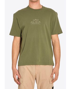 Stone Island Logo-Printed Crewneck T-Shirt - Green