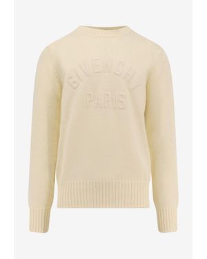Givenchy Logo Embossed Crewneck Sweater - Natural