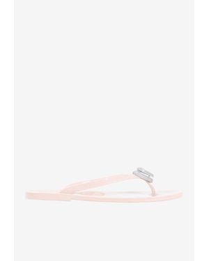 Mach & Mach Double Heart Thong Sandals - White