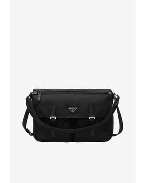 Prada Triangle Logo Re-Nylon Crossbody Bag - Black
