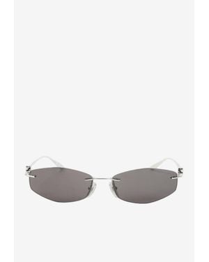 Balenciaga Nano D-Frame Rimless Sunglasses - White