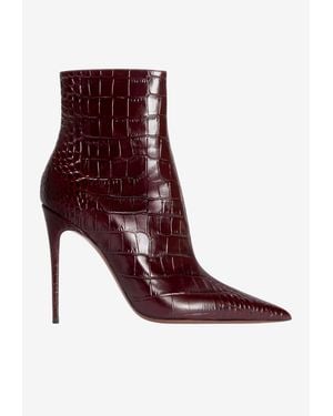 Paris Texas Vera 105 Croc-Embossed Leather Ankle Boots - Purple
