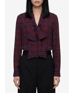 Burberry Rhiannon Check Shirt With Scarf - Red