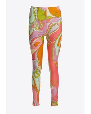 PUCCI Orchidee Print Leggings - Red