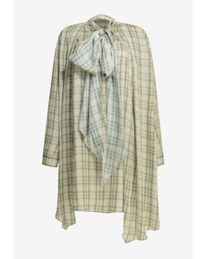 Acne Studios Checked Viscose Mini Shirt Dress - Green