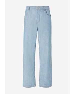 Fendi Logo Patch Essential Straight-Leg Jeans - Blue