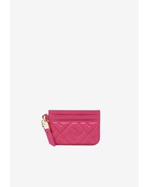 Fendi Baguette Embossed Leather Cardholder - Pink