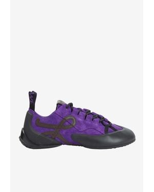 Loewe Grip Suede And Leather Sneakers - Purple