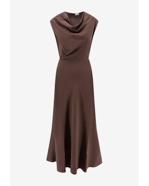 Brunello Cucinelli Flared Twill Fluid Dress - Brown