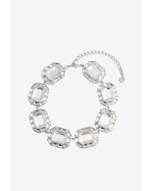 Self-Portrait Emerald-Cut Crystal Necklace - White