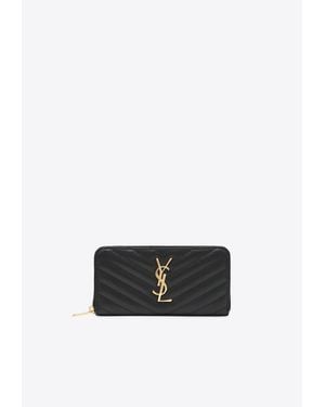 Saint Laurent Cassandre Matelassé Leather Continental Wallet - White