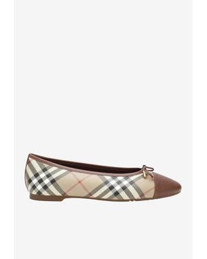 Burberry Highgate Check Ballet Flats - White