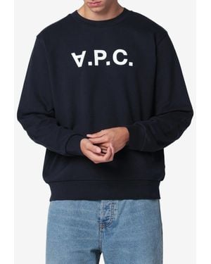 A.P.C. Flocked Vpc Logo Sweatshirt - Blue