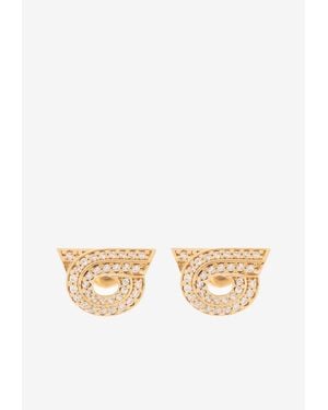 Ferragamo Embellished Gancini Stud Earrings - White