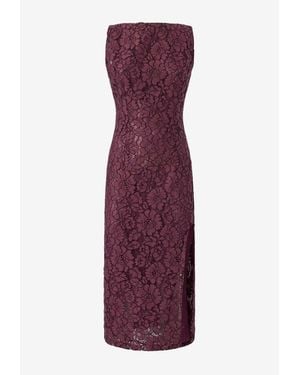 Pinko Floral Lace Midi Dress - Purple